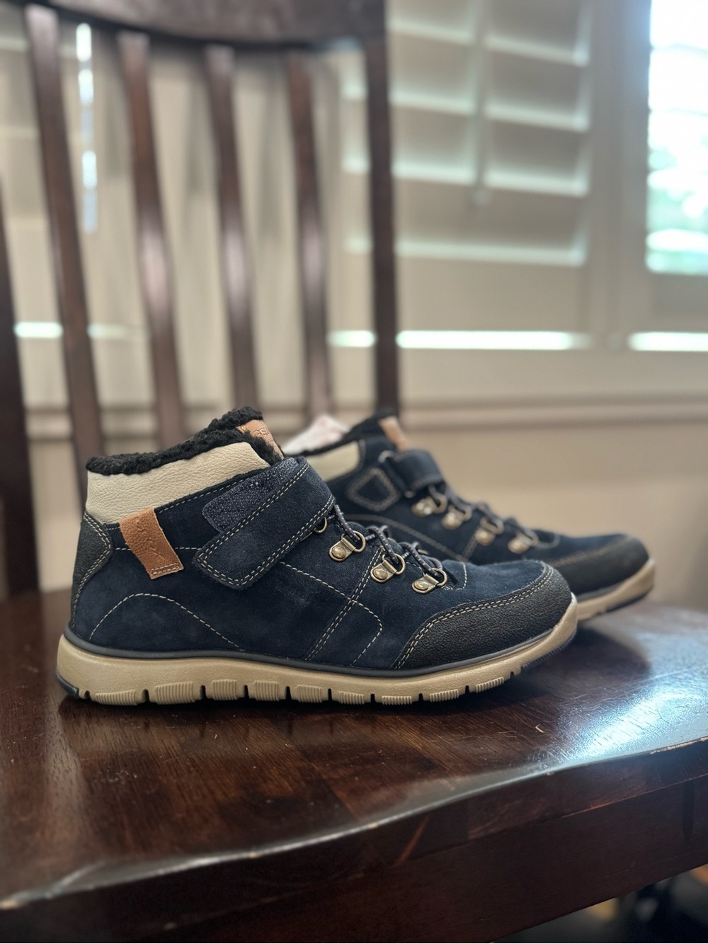 GEOX Kids Navy Suede Lace-Up Casual Shoes - Picture 2 of 7